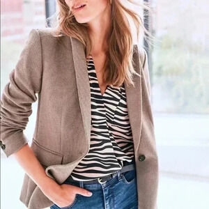 Ann Taylor NEW Tweed Blazer Taupe Sz 0 Tall